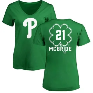 Bake Mcbride Women's Philadelphia Phillies Dubliner Name & Number V-Neck T-Shirt - Kelly Green