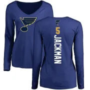 Barret Jackman Women's St. Louis Blues Backer V-Neck Long-Sleeve T-Shirt - Royal