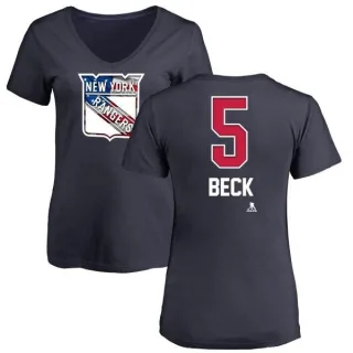 Barry Beck Women's New York Rangers Name and Number Banner Wave V-Neck T-Shirt - Navy