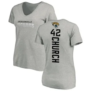 Barry Church Women's Jacksonville Jaguars Backer V-Neck T-Shirt - Ash