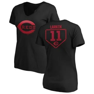 Barry Larkin Women's Cincinnati Reds RBI Slim Fit V-Neck T-Shirt - Black