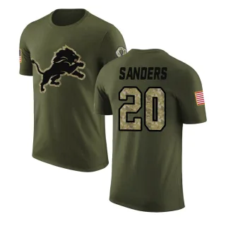 Barry Sanders Detroit Lions Olive Salute to Service Legend T-Shirt