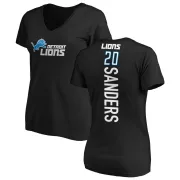 Barry Sanders Women's Detroit Lions Backer Slim Fit T-Shirt - Black