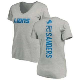 Barry Sanders Women's Detroit Lions Backer V-Neck T-Shirt - Ash