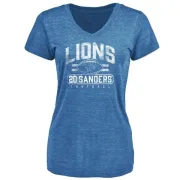 Barry Sanders Women's Detroit Lions Flanker Tri-Blend T-Shirt - Blue