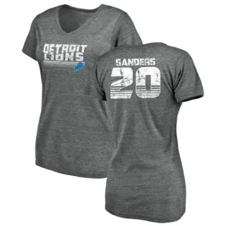 Barry Sanders Women's Detroit Lions Retro Tri-Blend V-Neck T-Shirt - Heathered Gray