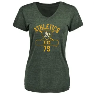 Barry Zito Women's Oakland Athletics Base Runner Tri-Blend T-Shirt - Green