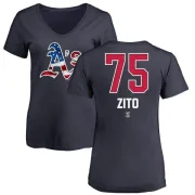 Barry Zito Women's Oakland Athletics Name and Number Banner Wave V-Neck T-Shirt - Navy