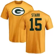 Bart Starr Green Bay Packers Name & Number Logo T-Shirt - Gold