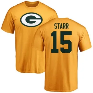 Bart Starr Green Bay Packers Name & Number Logo T-Shirt - Gold