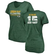 Bart Starr Women's Green Bay Packers Retro Tri-Blend V-Neck T-Shirt - Green