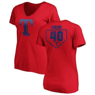 Bartolo Colon Women's Texas Rangers RBI Slim Fit V-Neck T-Shirt - Red