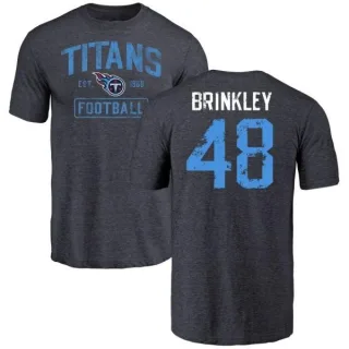 Beau Brinkley Tennessee Titans Navy Distressed Name & Number Tri-Blend T-Shirt