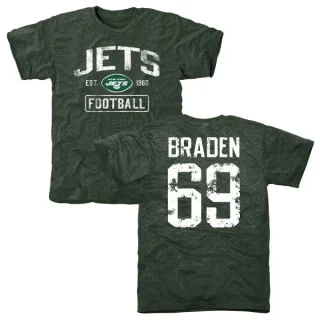 Ben Braden New York Jets Green Distressed Name & Number Tri-Blend T-Shirt
