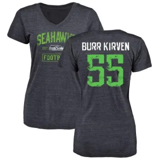 Ben Burr-Kirven Women's Seattle Seahawks Navy Distressed Name & Number Tri-Blend V-Neck T-Shirt