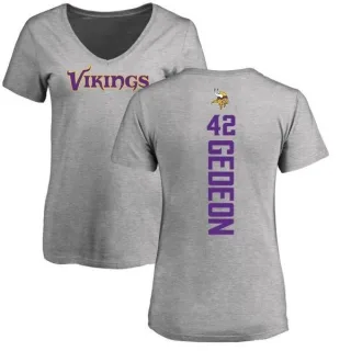 Ben Gedeon Women's Minnesota Vikings Backer V-Neck T-Shirt - Ash