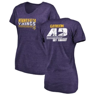 Ben Gedeon Women's Minnesota Vikings Retro Tri-Blend V-Neck T-Shirt - Purple