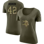 Ben Gedeon Women's Minnesota Vikings Salute to Service Olive Legend Scoop Neck T-Shirt