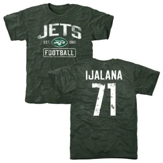 Ben Ijalana New York Jets Green Distressed Name & Number Tri-Blend T-Shirt