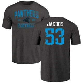 Ben Jacobs Carolina Panthers Black Distressed Name & Number Tri-Blend T-Shirt