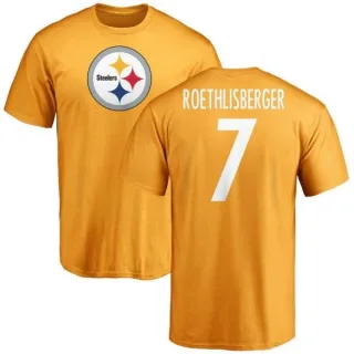 Ben Roethlisberger Pittsburgh Steelers Name & Number Logo T-Shirt - Gold