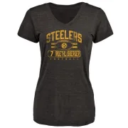 Ben Roethlisberger Women's Pittsburgh Steelers Flanker Tri-Blend T-Shirt - Black