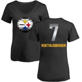 Ben Roethlisberger Women's Pittsburgh Steelers Midnight Mascot T-Shirt - Black