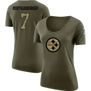 Ben Roethlisberger Women's Pittsburgh Steelers Salute to Service Olive Legend Scoop Neck T-Shirt