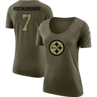 Ben Roethlisberger Women's Pittsburgh Steelers Salute to Service Olive Legend Scoop Neck T-Shirt