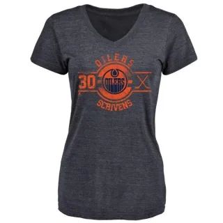 Ben Scrivens Women's Edmonton Oilers Insignia Tri-Blend V-Neck T-Shirt - Navy