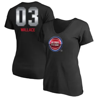 Ben Wallace Women's Detroit Pistons Black Midnight Mascot T-Shirt