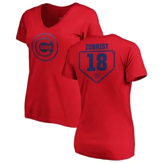 Ben Zobrist Women's Chicago Cubs RBI Slim Fit V-Neck T-Shirt - Red