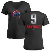 Benito Santiago Women's Chicago Cubs Midnight Mascot V-Neck T-Shirt - Black