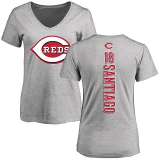 Benito Santiago Women's Cincinnati Reds Backer Slim Fit T-Shirt - Ash