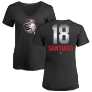 Benito Santiago Women's Cincinnati Reds Midnight Mascot V-Neck T-Shirt - Black