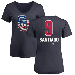 Benito Santiago Women's San Diego Padres Name and Number Banner Wave V-Neck T-Shirt - Navy