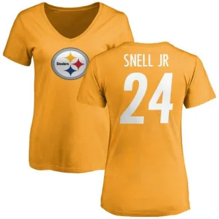 Benny Snell Jr. Women's Pittsburgh Steelers Name & Number Logo Slim Fit T-Shirt - Gold