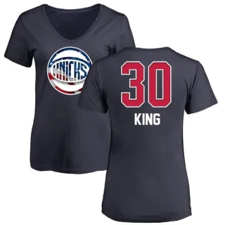 Bernard King Women's New York Knicks Navy Name and Number Banner Wave V-Neck T-Shirt