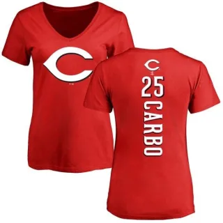 Bernie Carbo Women's Cincinnati Reds Backer Slim Fit T-Shirt - Red