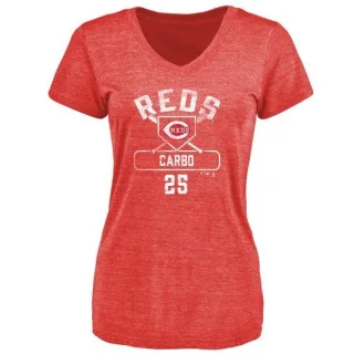 Bernie Carbo Women's Cincinnati Reds Base Runner Tri-Blend T-Shirt - Red