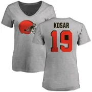 Bernie Kosar Women's Cleveland Browns Name & Number Logo Slim Fit T-Shirt - Ash