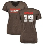 Bernie Kosar Women's Cleveland Browns Retro Tri-Blend V-Neck T-Shirt - Brown