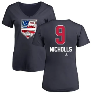 Bernie Nicholls Women's Los Angeles Kings Name and Number Banner Wave V-Neck T-Shirt - Navy