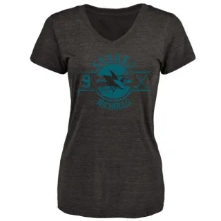 Bernie Nicholls Women's San Jose Sharks Insignia Tri-Blend T-Shirt - Black