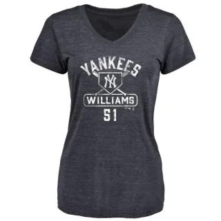 Bernie Williams Women's New York Yankees Base Runner Tri-Blend T-Shirt - Navy