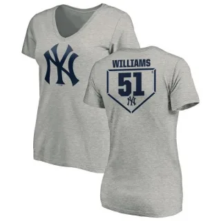 Bernie Williams Women's New York Yankees RBI Slim Fit V-Neck T-Shirt - Heathered Gray