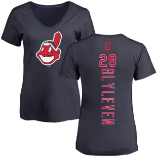 Bert Blyleven Women's Cleveland Indians Backer Slim Fit T-Shirt - Navy