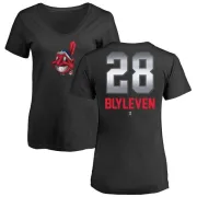 Bert Blyleven Women's Cleveland Indians Midnight Mascot V-Neck T-Shirt - Black