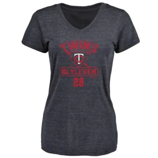 Bert Blyleven Women's Minnesota Twins Base Runner Tri-Blend T-Shirt - Navy