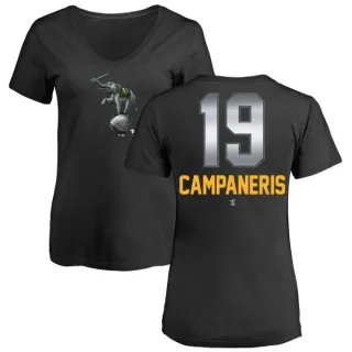 Bert Campaneris Women's Oakland Athletics Midnight Mascot V-Neck T-Shirt - Black